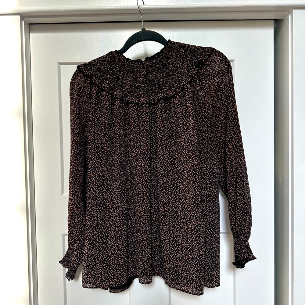 HATCH Black & Brown Patterned Top